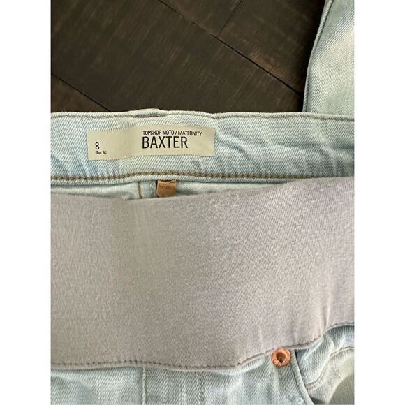 Topshop Moto Maternity Light Wash Cuffed Baxter Jeans With Bellyband Size 8 - Picture 4 of 5